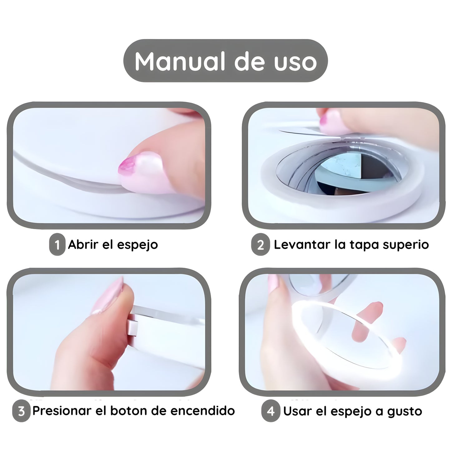 Espejo Portátil con Luz LED